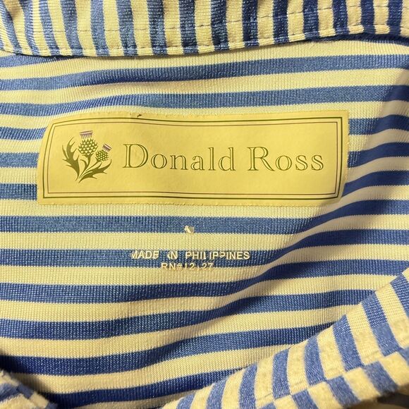 Donald Ross Sport Shirt Mens XXL Blue White Striped Short Sleeve Golf Polo - Picture 3 of 8